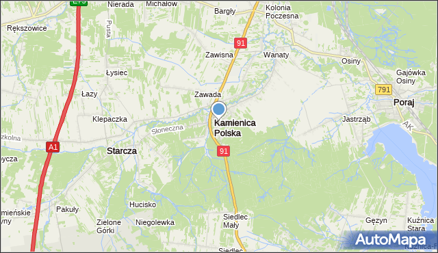 mapa Romanów, Romanów gmina Kamienica Polska na mapie Targeo